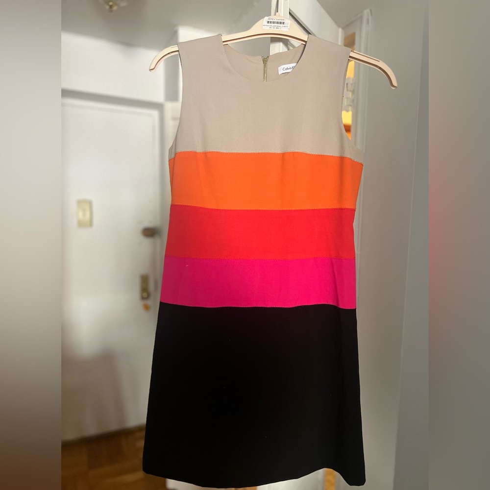 Calvin Klein Color Block Shift Dress - Size 4 - Excellent Condition